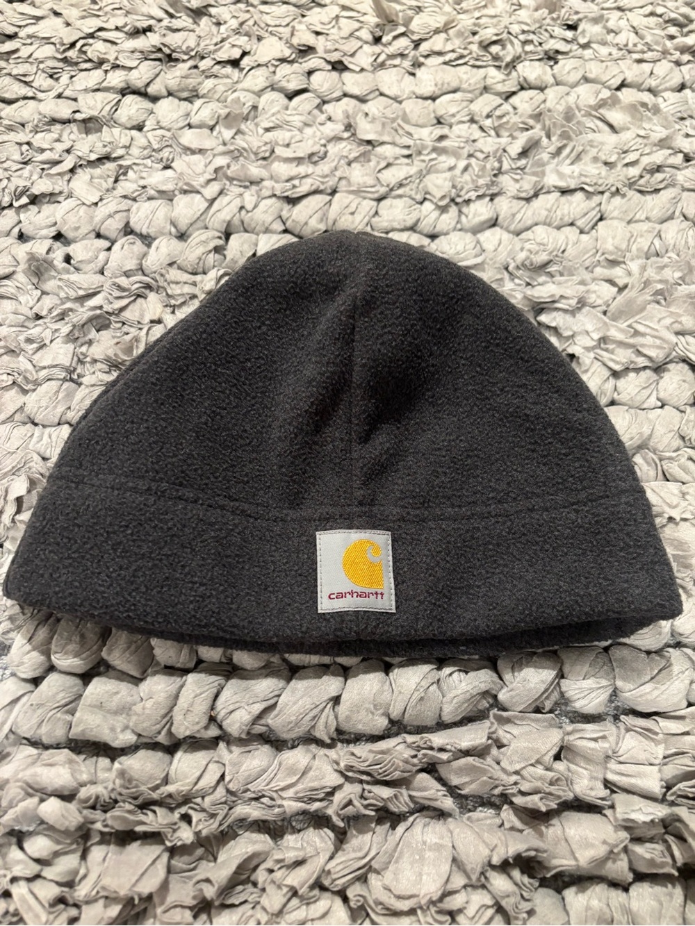 Carhartt Charcoal Gray Fleece Beanie with Iconic Logo